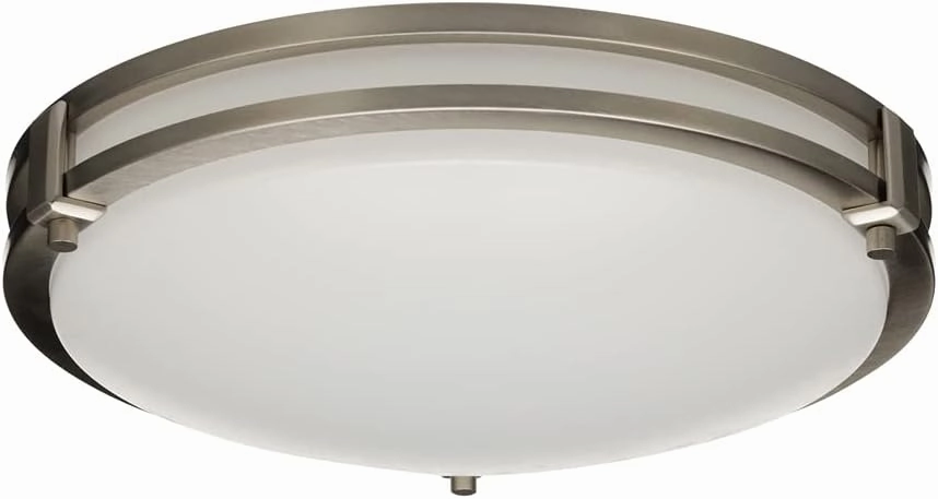 Lithonia Lighting FMSATL 13 14830 BN M4 LED Saturn Flushmount Ceiling Light Fixture for Kitchen | Hallway | Bedroom, Dimmable, 3000K, Antique Brushed Nickel