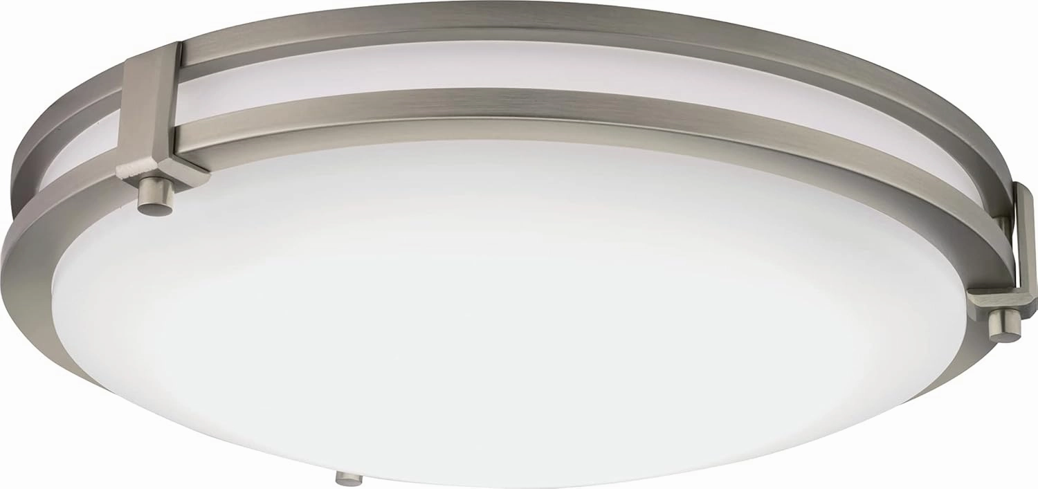 Lithonia Lighting FMSATL 13 14830 BN M4 LED Saturn Flushmount Ceiling Light Fixture for Kitchen | Hallway | Bedroom, Dimmable, 3000K, Antique Brushed Nickel