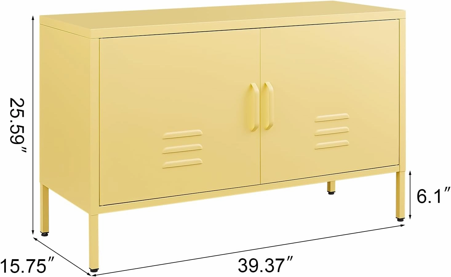 Locker Cabinet,Metal Storage Cabinet with Doors,Metal TV Stand for Bedroom,Wide Accent Storage,Yellow