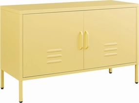 Locker Cabinet,Metal Storage Cabinet with Doors,Metal TV Stand for Bedroom,Wide Accent Storage,Yellow
