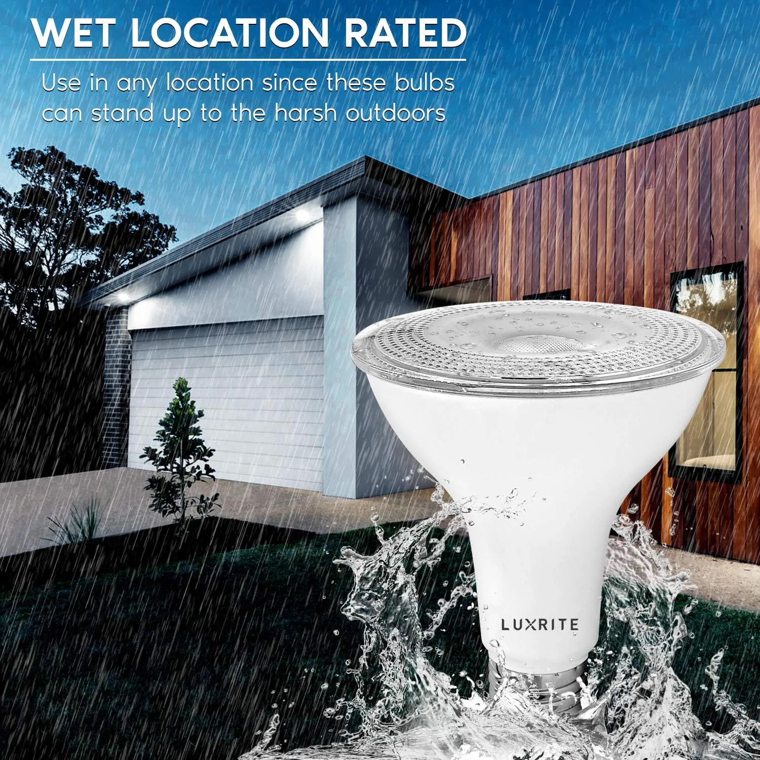 LUXRITE 4 Pack LED PAR30 Flood Light Bulb, 75W Equivalent, 5000K Bright White, 850 Lumens, 11W Dimmable, Indoor Outdoor Spotlight Bulb, Wet Rated, E26 Standard Base, UL Listed