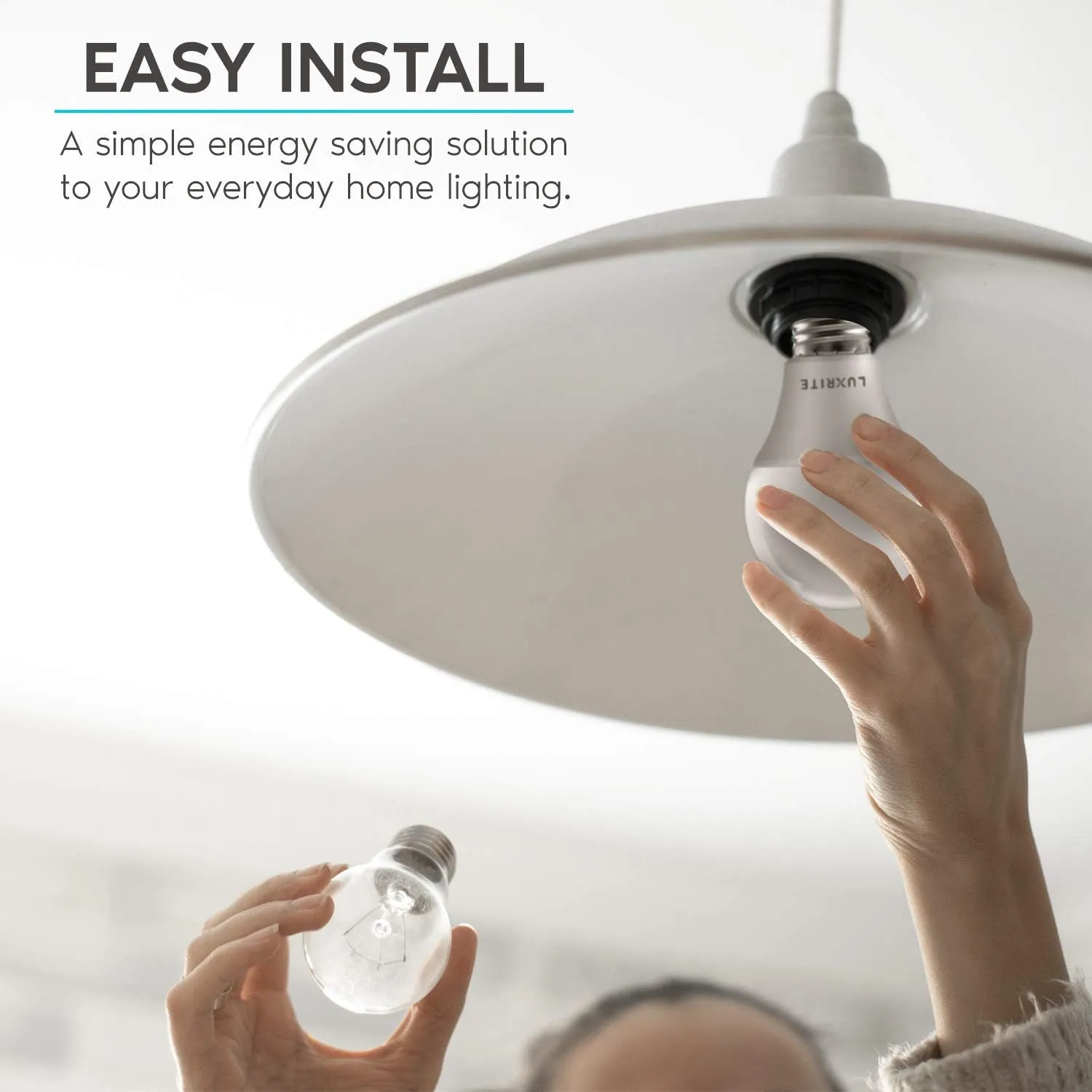 LUXRITE A19 LED Bulb 60W Equivalent, 4000K Cool White, 800 Lumens, Dimmable Standard LED Light Bulbs 9W, Enclosed Fixture Rated, Energy Star, E26 Medium Base - Indoor and Outdoor (48 Pack)