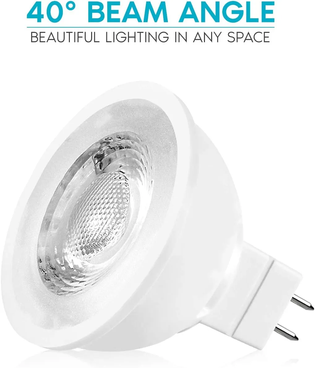 LUXRITE MR16 LED Bulb 50W Equivalent, 12V, 5000K Bright White Dimmable, 500 Lumens, GU5.3 LED Spotlight Bulb 6.5W, Enclosed Fixture Rated, Perfect for Track and Home Lighting (12 Pack)