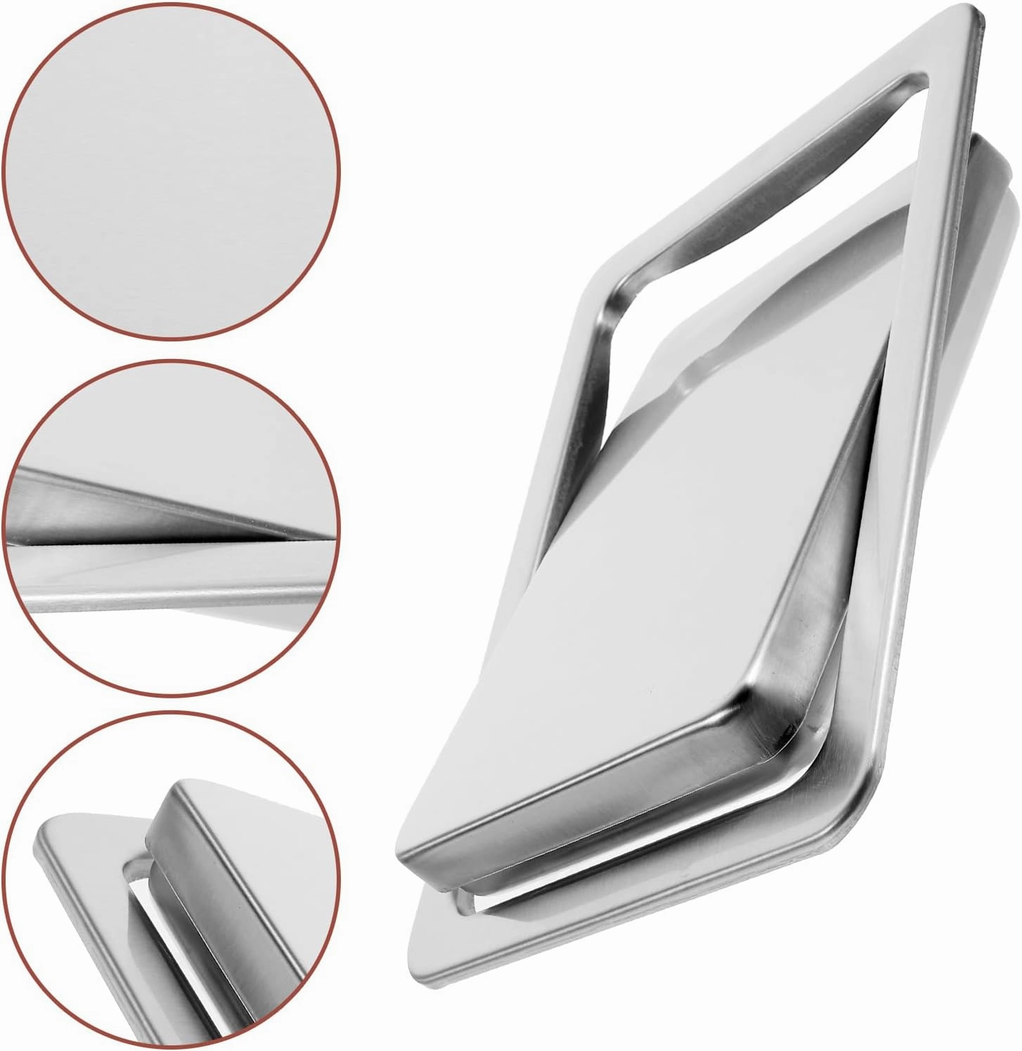 Luxshiny Stainless Steel Square Trash Can Lid Replacement Embedded Swing Flap Cover, Kitchen and Bathroom Waste Bin Lid Built-in Countertop Garbage Bin Cap 10.70x7.36x1.29 Inch Silver