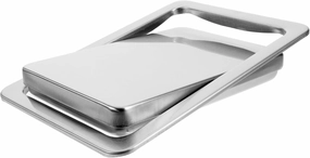 Luxshiny Stainless Steel Square Trash Can Lid Replacement Embedded Swing Flap Cover, Kitchen and Bathroom Waste Bin Lid Built-in Countertop Garbage Bin Cap 10.70x7.36x1.29 Inch Silver