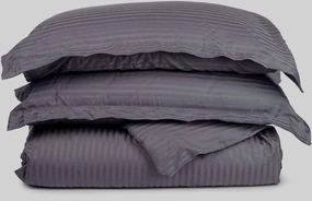 Luxury & Comfort Fabulous Duvet Cover Set 3-Pieces Dark Grey Striped, Full/Double Bed - 80 x 90 Egyptian Cotton 620-Thread Count