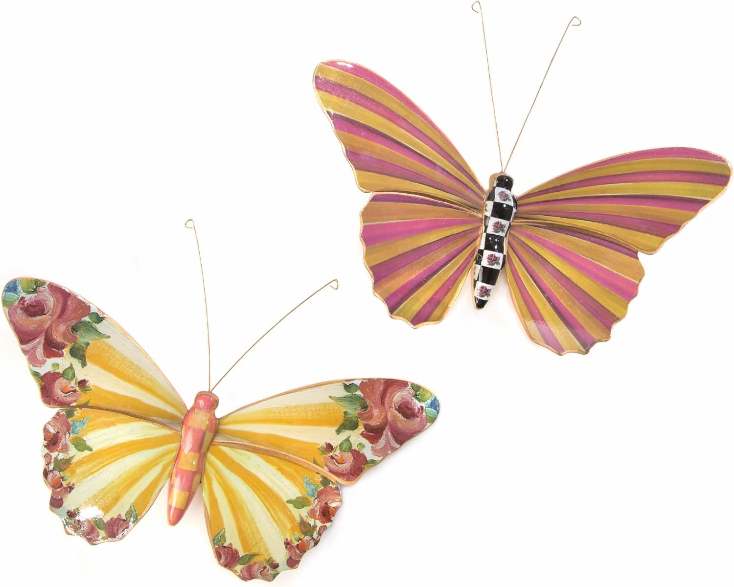MACKENZIE-CHILDS Butterfly Duo, Hanging Butterfly Wall Decor, Garden Butterflies, Set of 2