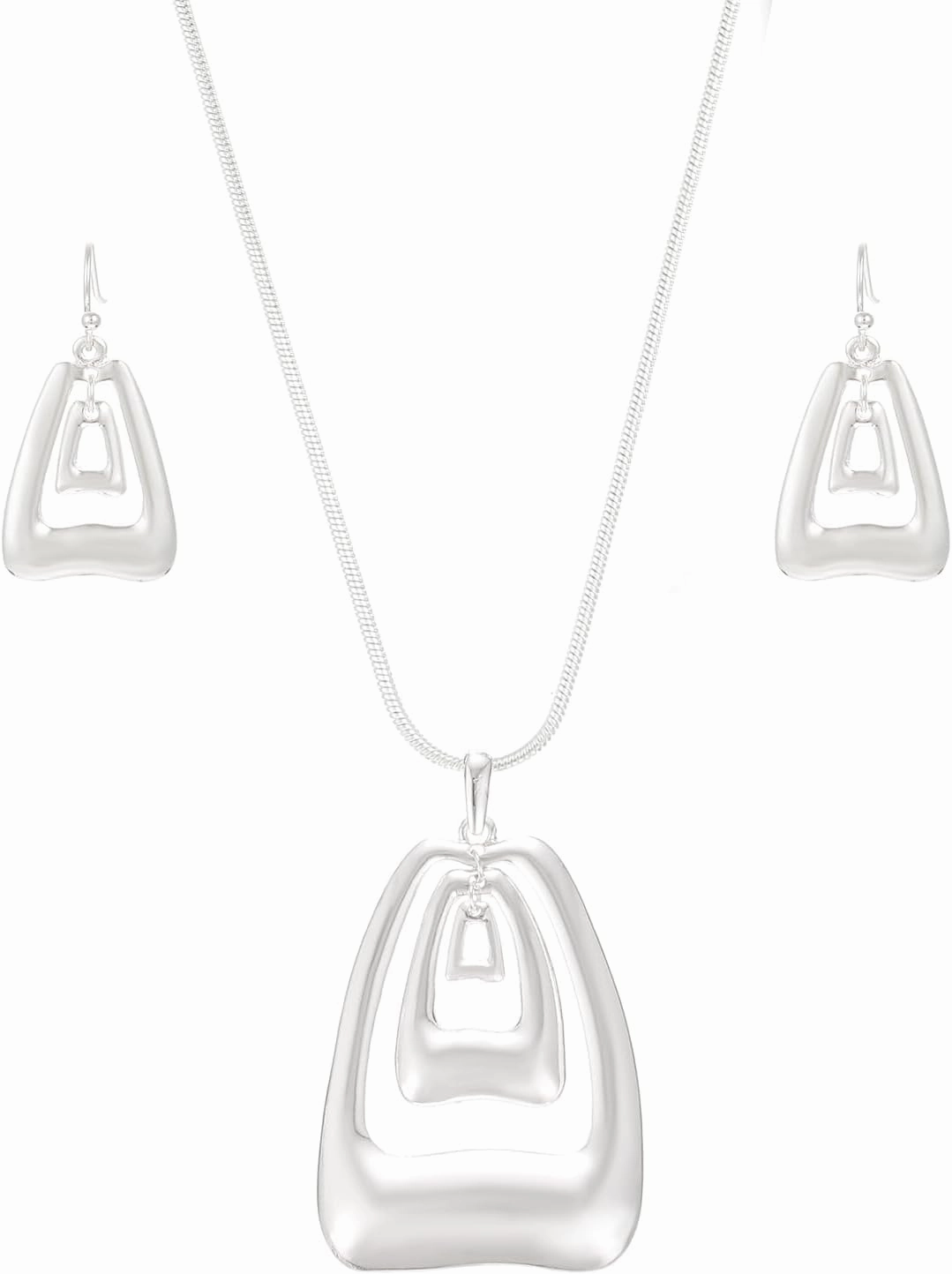 Madison Tyler Jewelry Set for Women|Silver Square Pendant Necklace |Dangle Earrings Hypoallergenic|Silver Necklace and Earring Set Fashion Jewelry