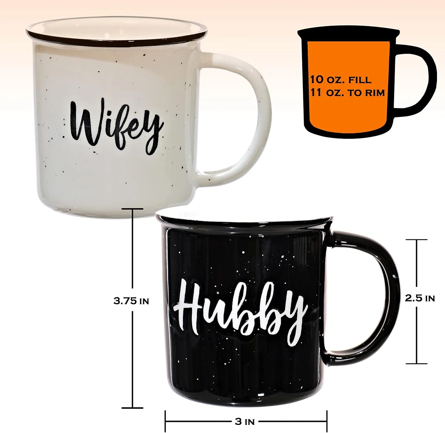 MAINEVENT Wifey Hubby Mugs Set of 2 Coffee Mug 11 Ounce, Husband Wife Gift, His Hers Coffee Cup