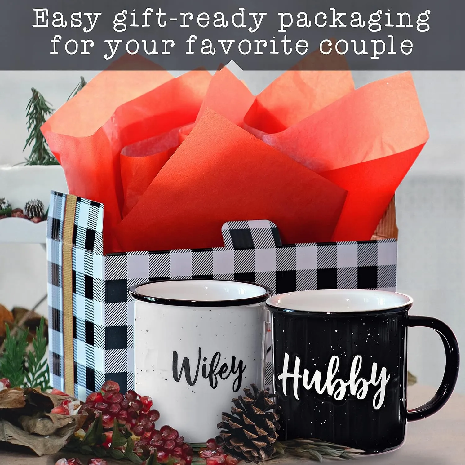 MAINEVENT Wifey Hubby Mugs Set of 2 Coffee Mug 11 Ounce, Husband Wife Gift, His Hers Coffee Cup