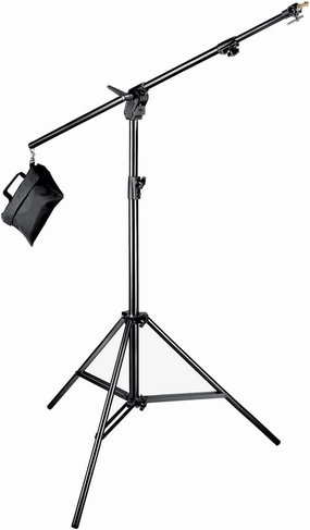 Manfrotto Boom Stand 420 (Black Anodized), 3-Section Stand Convertible to Double Extension Boom and Stand, with Sand Bag (#3397B)