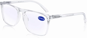 MARE AZZURO Blue Light Blocking Glasses Men Large Square Computer Reading Gaming TV Screen Glasses (Transparent 0.0)