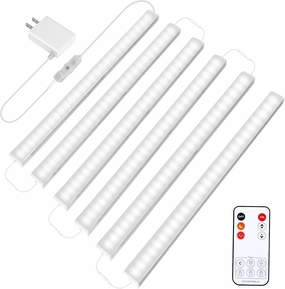 Maylit Under Cabinet Lights Plug in, 6 Pcs 12 Inch Ultra Thin Under Cabinet Lighting, Super Bright Daylight White Under Counter Lights for Kitchen, Dimmable Light for Cabinet, Counter, Workbench, Desk