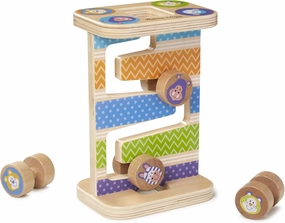 Melissa & Doug 40125 Safari Zig-Zag First Play Wooden Tower with 4 Rolling Pieces Playset, Multi-Colour