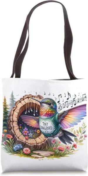 Melodic Hummingbird Harmony: Tiny Songbird Serenade Tote Bag