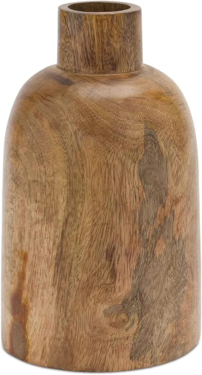 Melrose International Mango Wood Bottle Vase (Set of 2)
