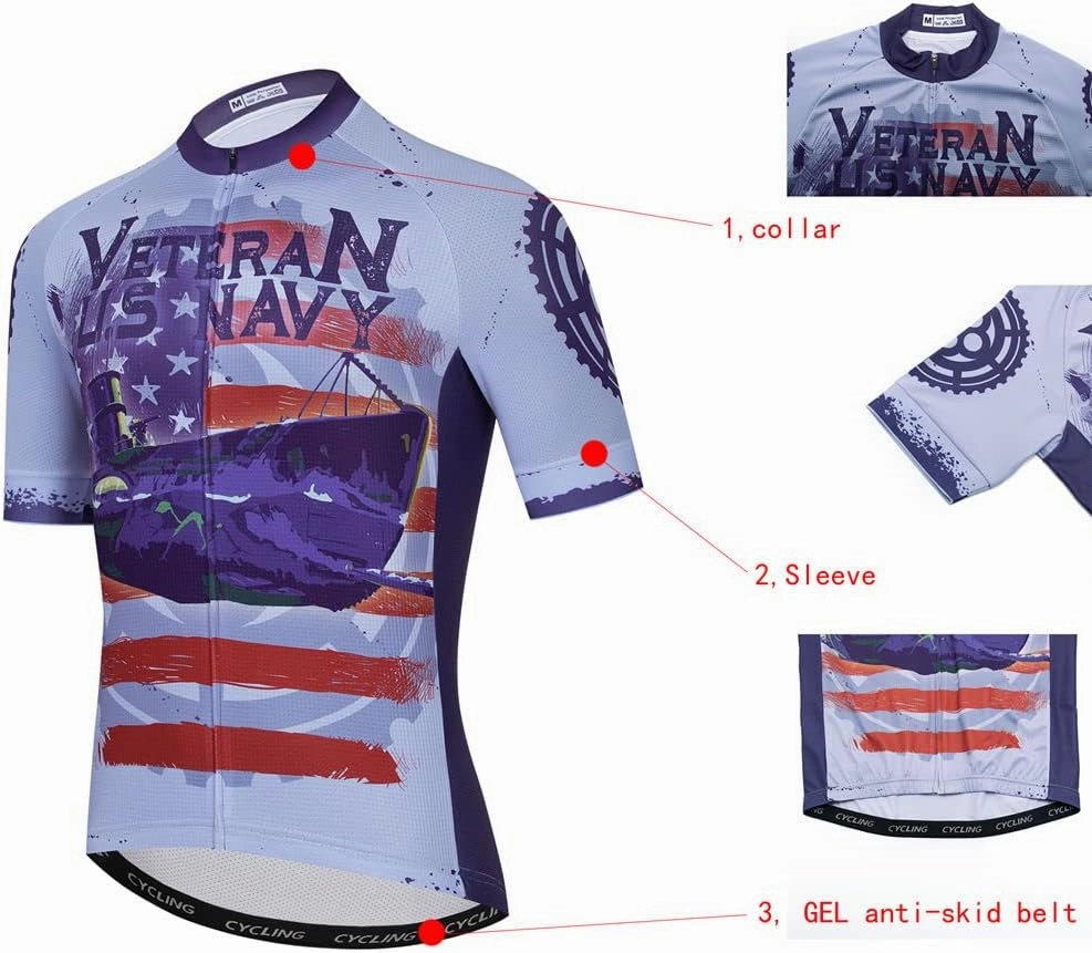Men Cycling Jersey Set Cycle Short Sleeve Shirt and 3D Cushion Shorts Padded Suit Biking Top