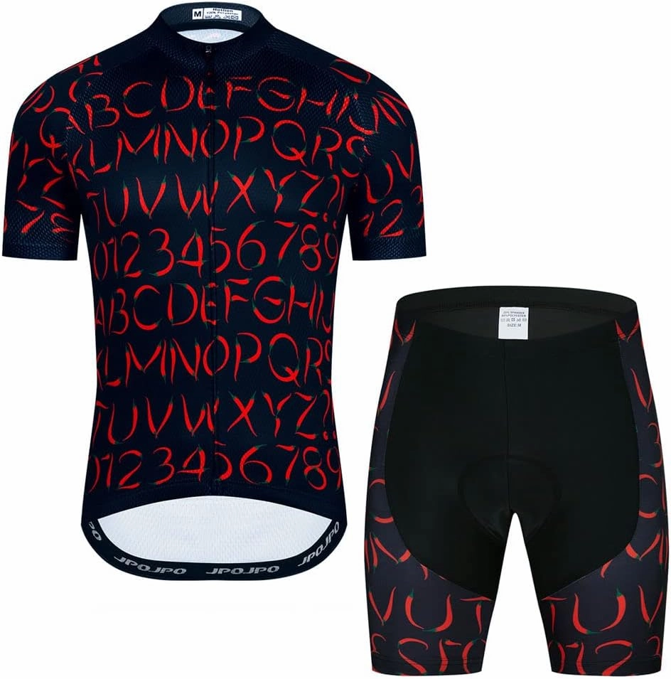 Men Cycling Jersey Set Cycle Short Sleeve Shirt and 3D Cushion Shorts Padded Suit Biking Top