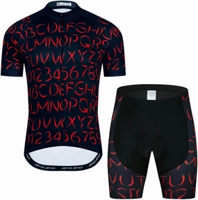 Men Cycling Jersey Set Cycle Short Sleeve Shirt and 3D Cushion Shorts Padded Suit Biking Top