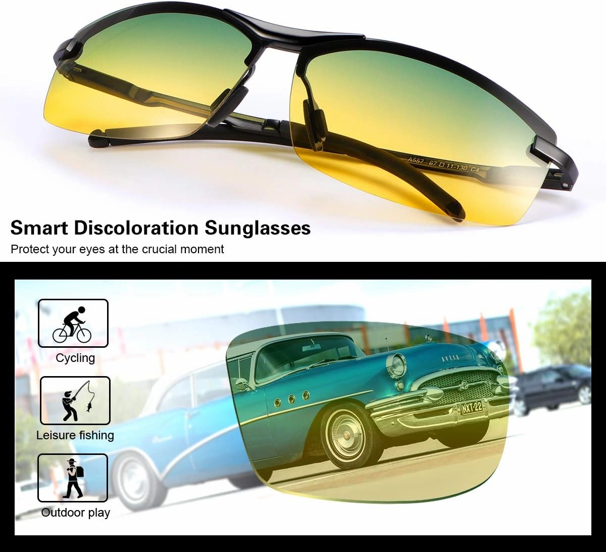 Men's Photochromic Polarized Sunglasses Al-Mg Metal Frame Sports Driving Glasses UV400 Protection Anti Glare Eyewear