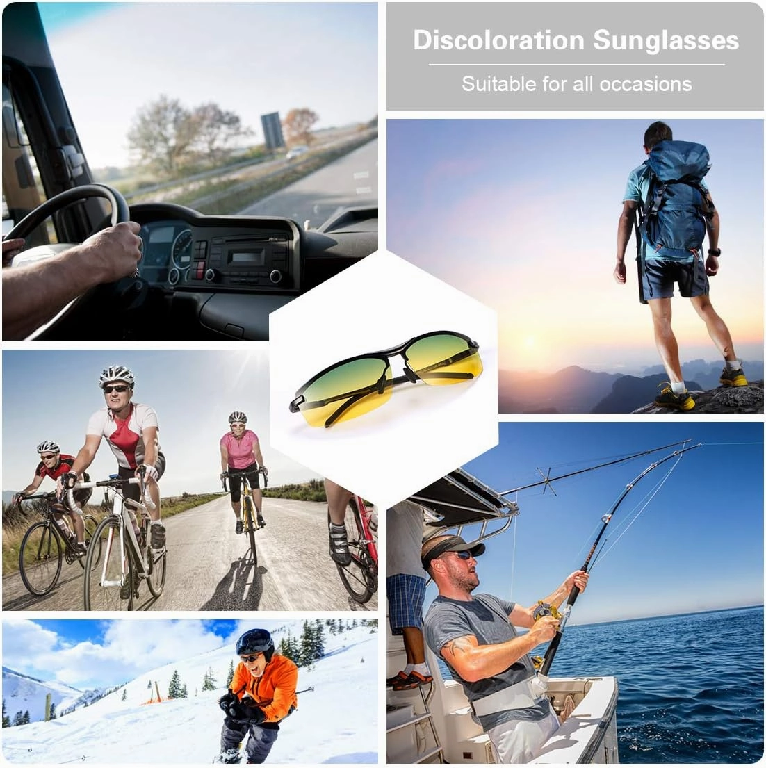 Men's Photochromic Polarized Sunglasses Al-Mg Metal Frame Sports Driving Glasses UV400 Protection Anti Glare Eyewear