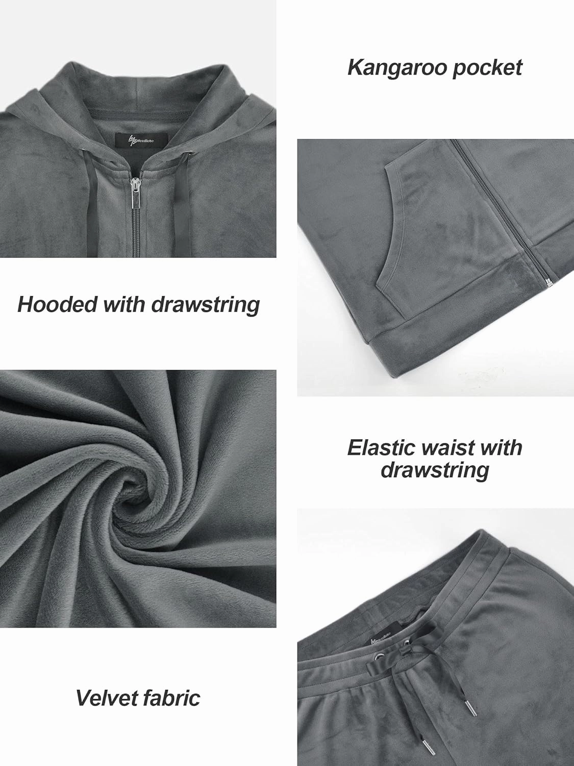 MessBebe Womens Velour Tracksuits Set Long Sleeve Sweatsuits 2 Piece Sports Outfit Zip Hoodie Sweatpants Joggers Set