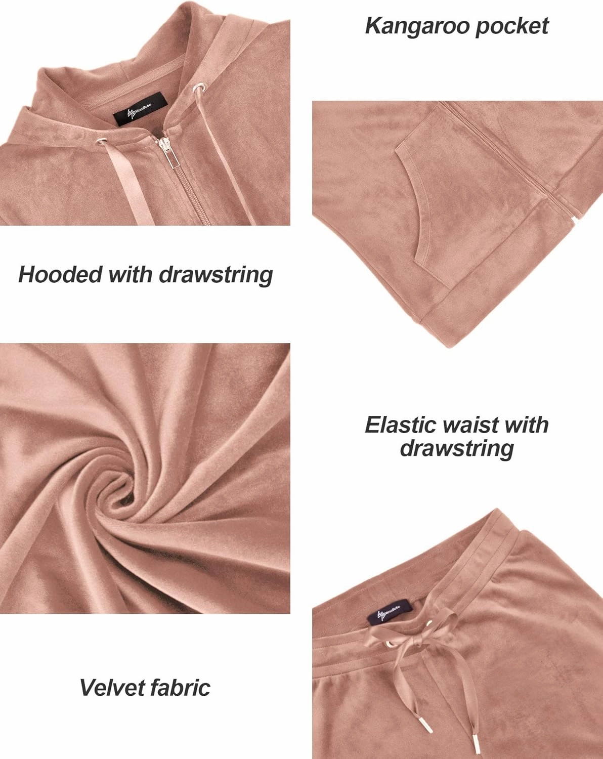 MessBebe Womens Velour Tracksuits Set Long Sleeve Sweatsuits 2 Piece Sports Outfit Zip Hoodie Sweatpants Joggers Set