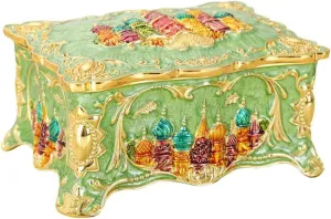 Metal Zinc Alloy Jewelry Box Vintage Jewelry Storage Box Creative Wedding Clamshell Jewelry Box(Gray)