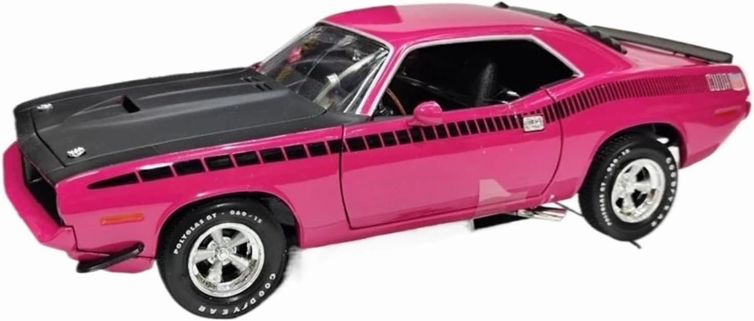 Metal Vehicles Toys 1:18 for PLH AAR Cuda Alloy Hobby Collection Rare Car Model Muscle Car Pink for Ornaments Display Home Or Office Décor