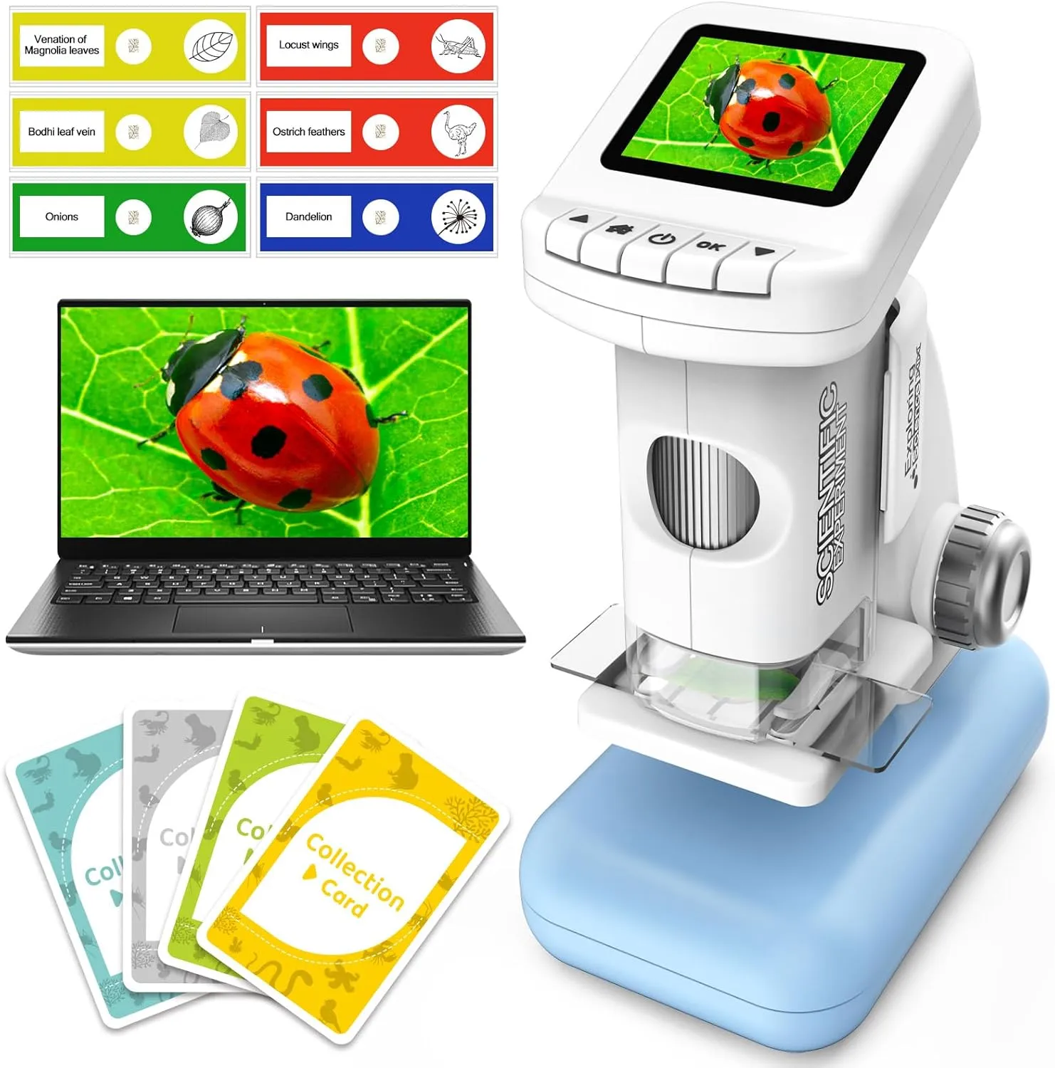 Microscope for Kids, 1200X Kids Microscope Pocket Portable Microscopes with Photo and Video Function, Mini Handheld Digital 2" Screen Rechargeable Student Edu Science Microscopes for Kids 6-7 8-12