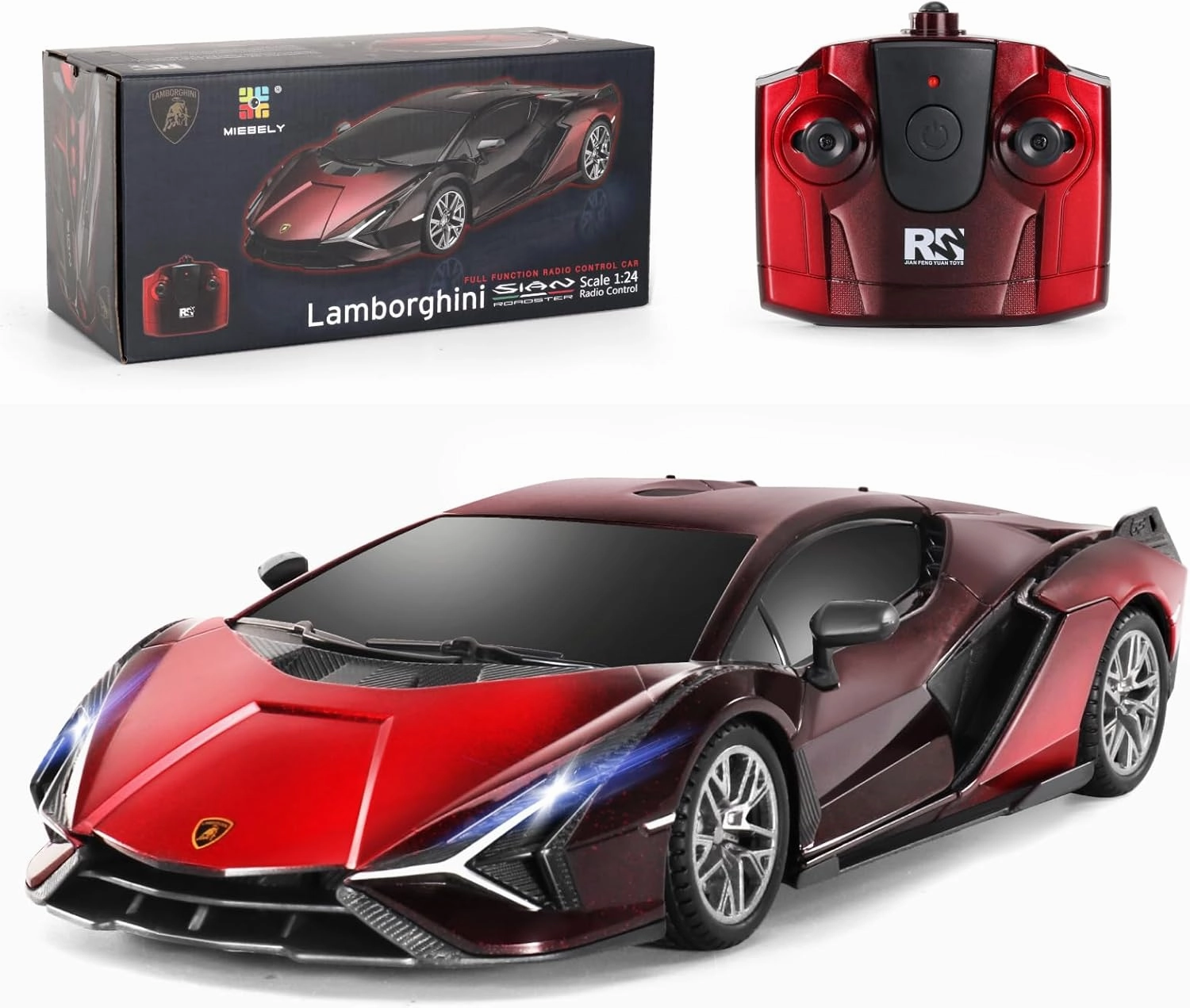 MIEBELY Lamboghini RC Car - 1:24 Scale Lambo Toy Car 3.7V 500mAh, Sián Fast Remote Control Car for Boys 8-12, Rc Race Car Model Birthday Gifts for Kids Adults Boys Girls Age 6-12 Year Old