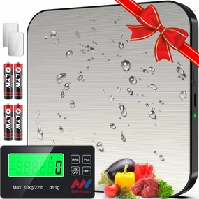 Mik-Nana 22lb Wireless Food Scale with Remote Display, 1g/0.1oz Precise, Stainless Steel Pan, Digital Kitchen Scale Weight Grams and Ounces for Baking Cooking Meal Prep Package Parcels, Easy Tare