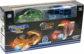 Mindscope Twister Tracks Set of 2 Radio Control RC Add-on Cars with 2 Remote Controls Race Car   Police Van