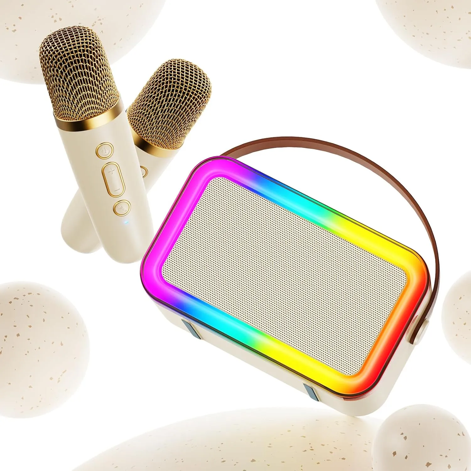 Mini Karaoke Machine for Kids, 2025 Latest Portable Bluetooth Speaker 5.3 with 2 Wireless Microphone/Magic Sing/LED Light for Girls Boys Age 3-12 , Popular Christmas/Birthday/Party Gifts Toys (D36-T)