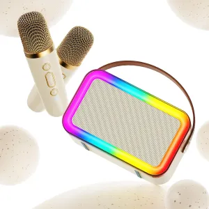 Mini Karaoke Machine for Kids, 2025 Latest Portable Bluetooth Speaker 5.3 with 2 Wireless Microphone/Magic Sing/LED Light for Girls Boys Age 3-12 , Popular Christmas/Birthday/Party Gifts Toys (D36-T)