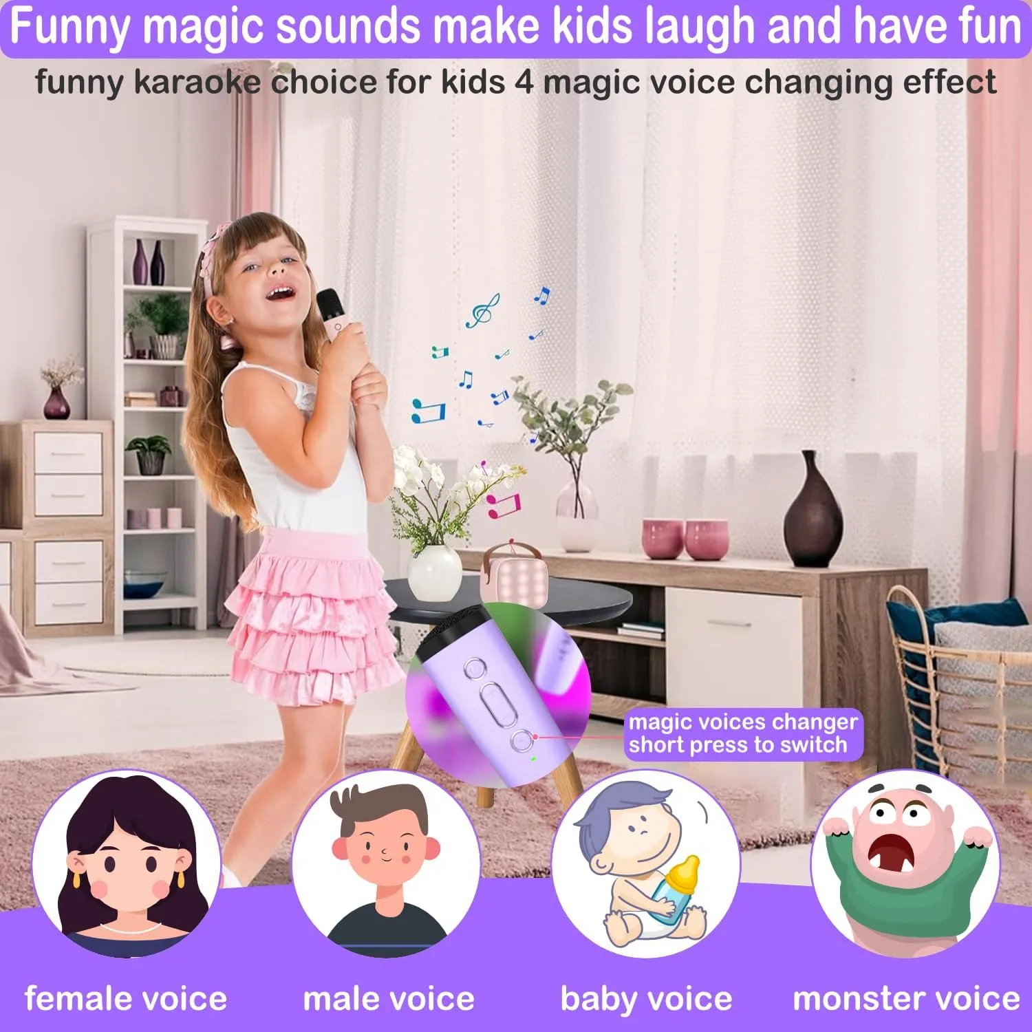 Mini Karaoke Machine for Kids & Adults, Kids Toys for Girls & Boys Gifts, Bluetooth Speaker with 1 Wireless Microphone for Kids Adults Toddler Girls Home Party Birthday Gifts Purple