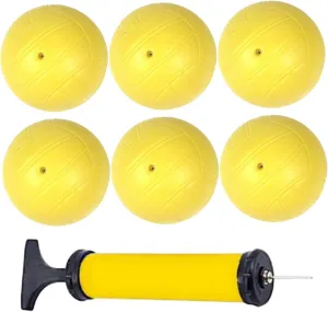 Mini Volleyball 6Pcs 3.5 Inch PVC Yellow Color Mini Volleyball Balls with Inflator for Beach, Swimming Pool, Playground # &&