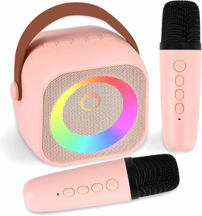 Mini Karaoke Machine for Kids Adults, Christmas Birthday Gift for Girls Age 3-12, Portable Bluetooth Karaoke Speaker with 2 Wireless Microphone, Girls Toys for 4, 5, 6, 7, 8, 9, 10, 11, 12  Years Old