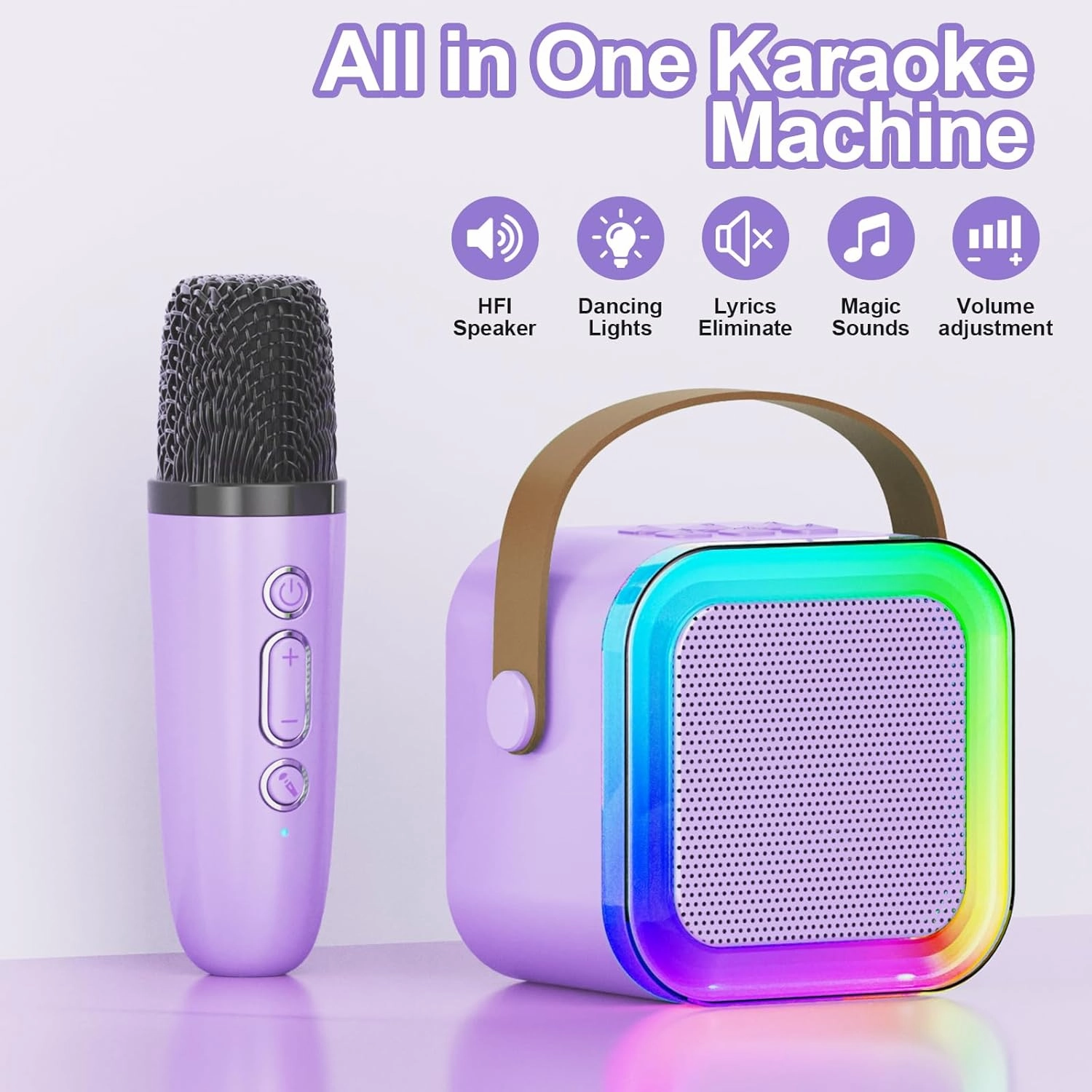 Mini Karaoke Machine for Kids Adults,Portable Bluetooth Speaker, 2 Wireless Microphones with Fun Voice Changing Function-Toys for 5 6 7 8 9 10 Year Old Girl Boys Birthday Gifts Ideas