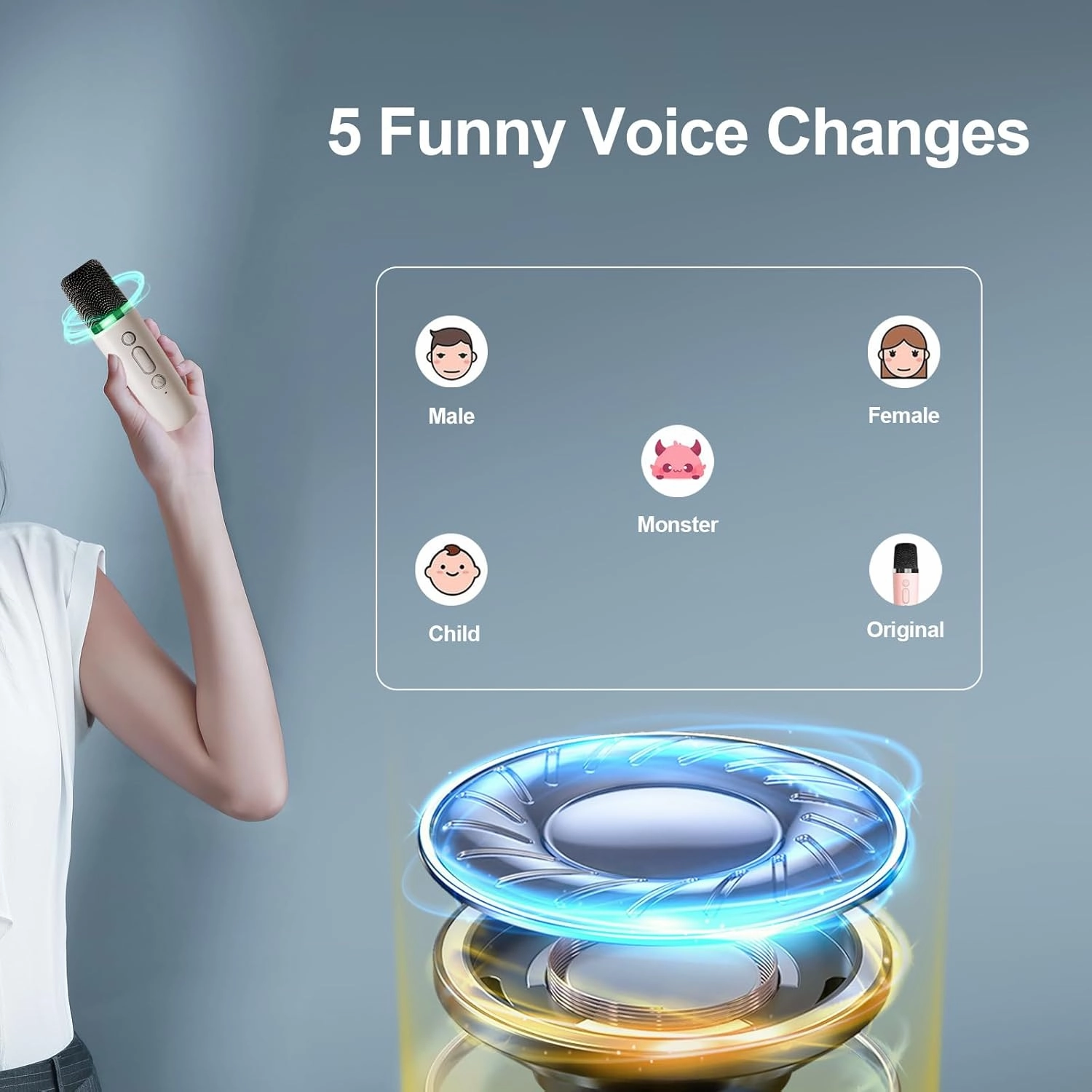 Mini Karaoke Machine for Kids Adults,Portable Bluetooth Speaker, 2 Wireless Microphones with Fun Voice Changing Function-Toys for 5 6 7 8 9 10 Year Old Girl Boys Birthday Gifts Ideas