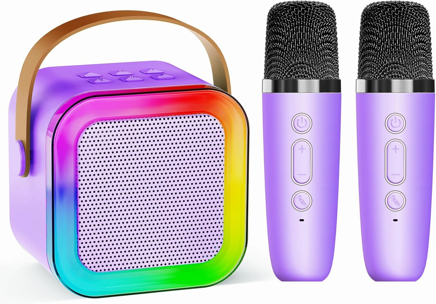 Mini Karaoke Machine for Kids Adults,Portable Bluetooth Speaker, 2 Wireless Microphones with Fun Voice Changing Function-Toys for 5 6 7 8 9 10 Year Old Girl Boys Birthday Gifts Ideas