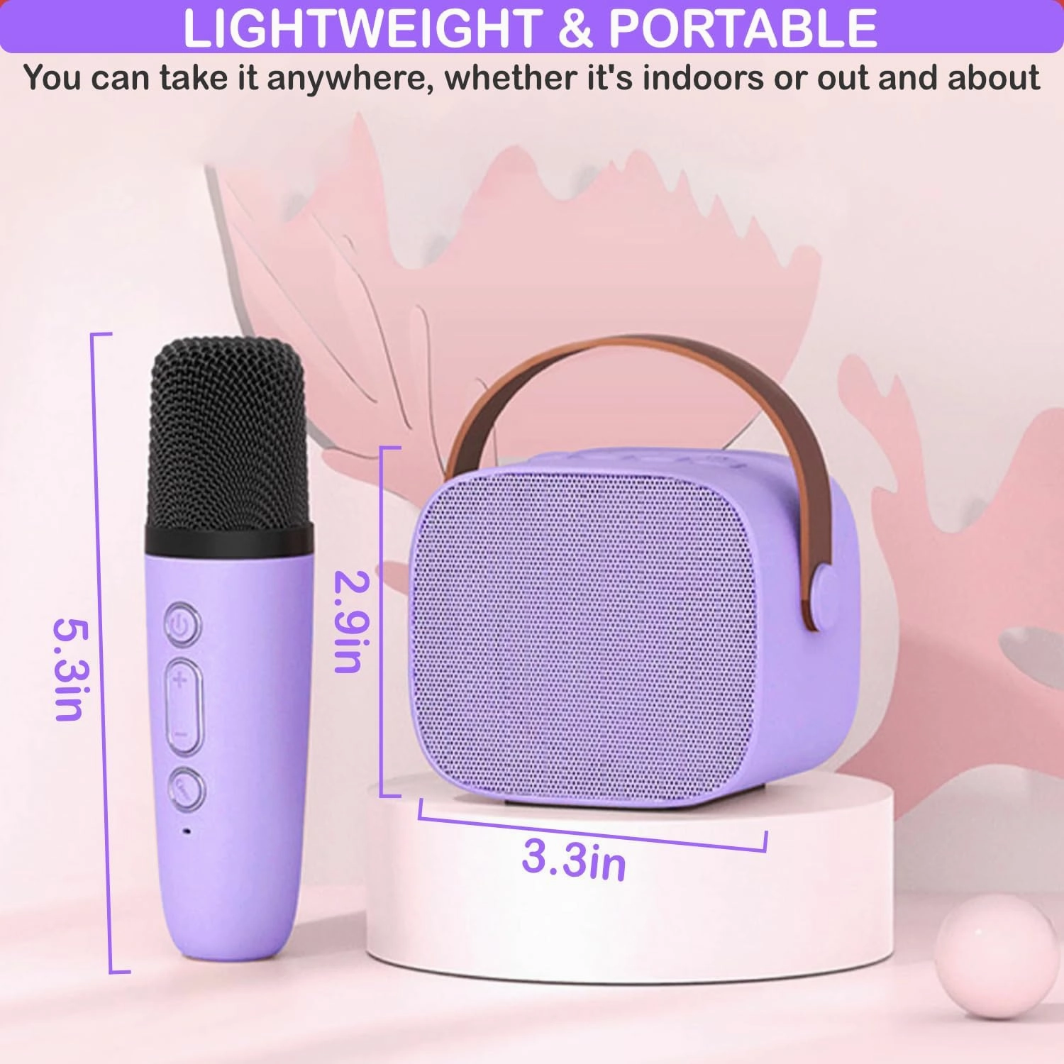 Mini Karaoke Machine for Kids & Adults, Kids Toys for Girls & Boys Gifts, Bluetooth Speaker with 1 Wireless Microphone for Kids Adults Toddler Girls Home Party Birthday Gifts Purple