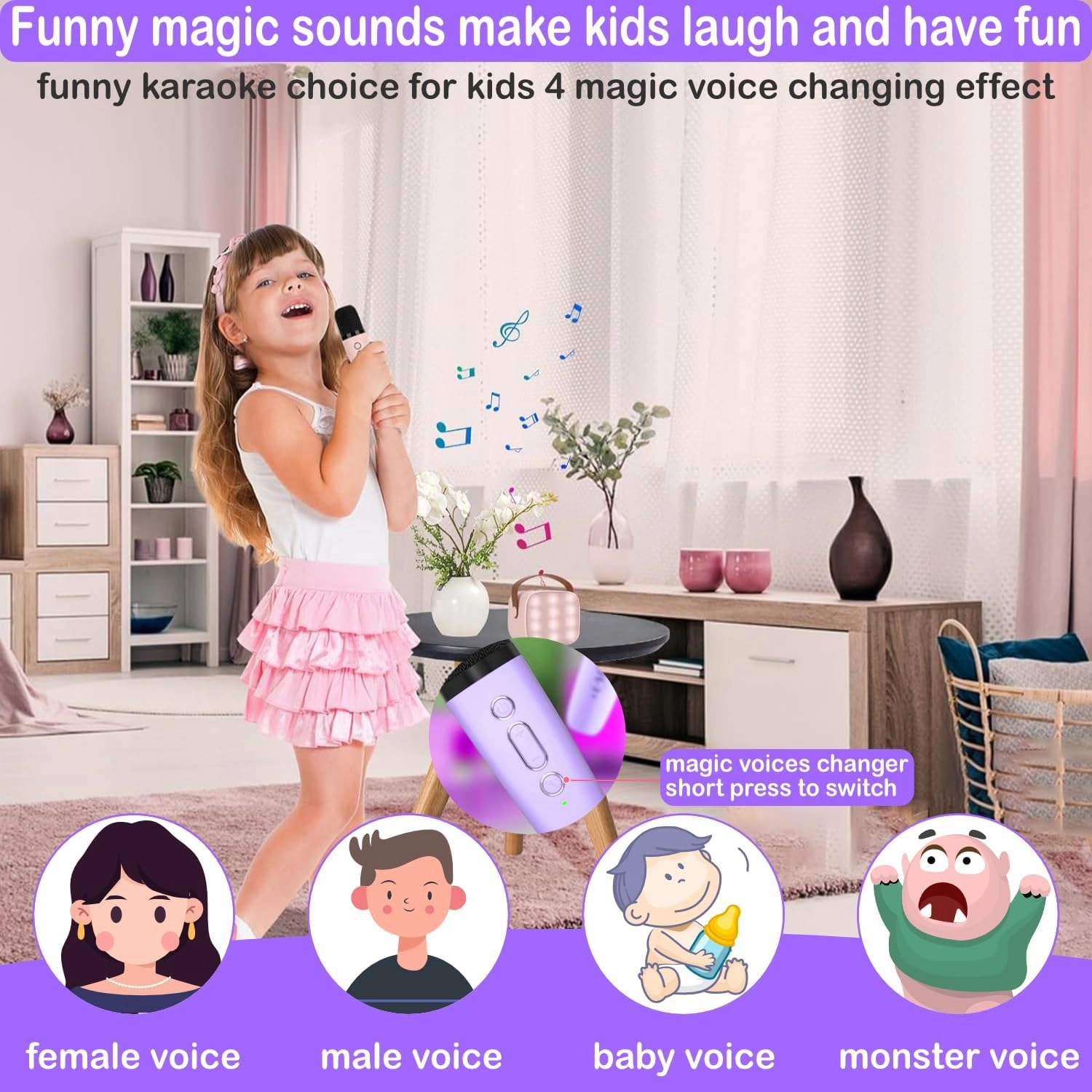 Mini Karaoke Machine for Kids & Adults, Kids Toys for Girls & Boys Gifts, Bluetooth Speaker with 1 Wireless Microphone for Kids Adults Toddler Girls Home Party Birthday Gifts Purple