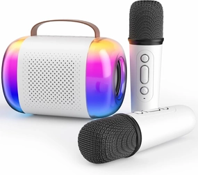 Mini Karaoke Machine for Kids, Portable Karaoke Machine with 2 Wireless Microphones and LED Colorful Lights for Home Party, Gift Toy for Girls 4, 5, 6, 7, 8  Years Old Toddlers Teens