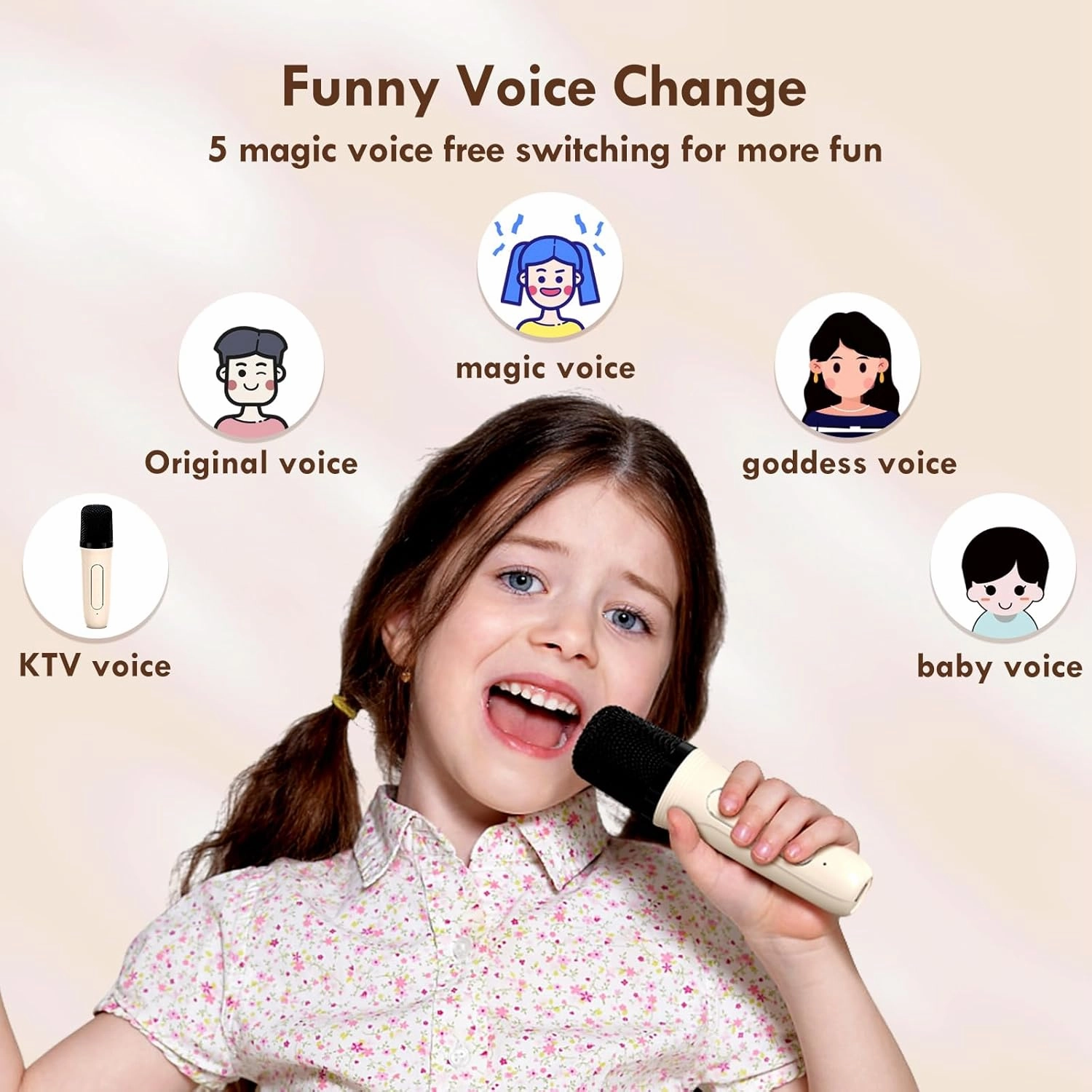 Mini Karaoke Machine with 2 Wireless Microphones Portable Bluetooth Speaker with Disco Lights, Kids Toys Christmas Birthday Gifts for Girls Boys Age 4, 5, 6, 7, 8, 9, 10, 11, 12  Home Party