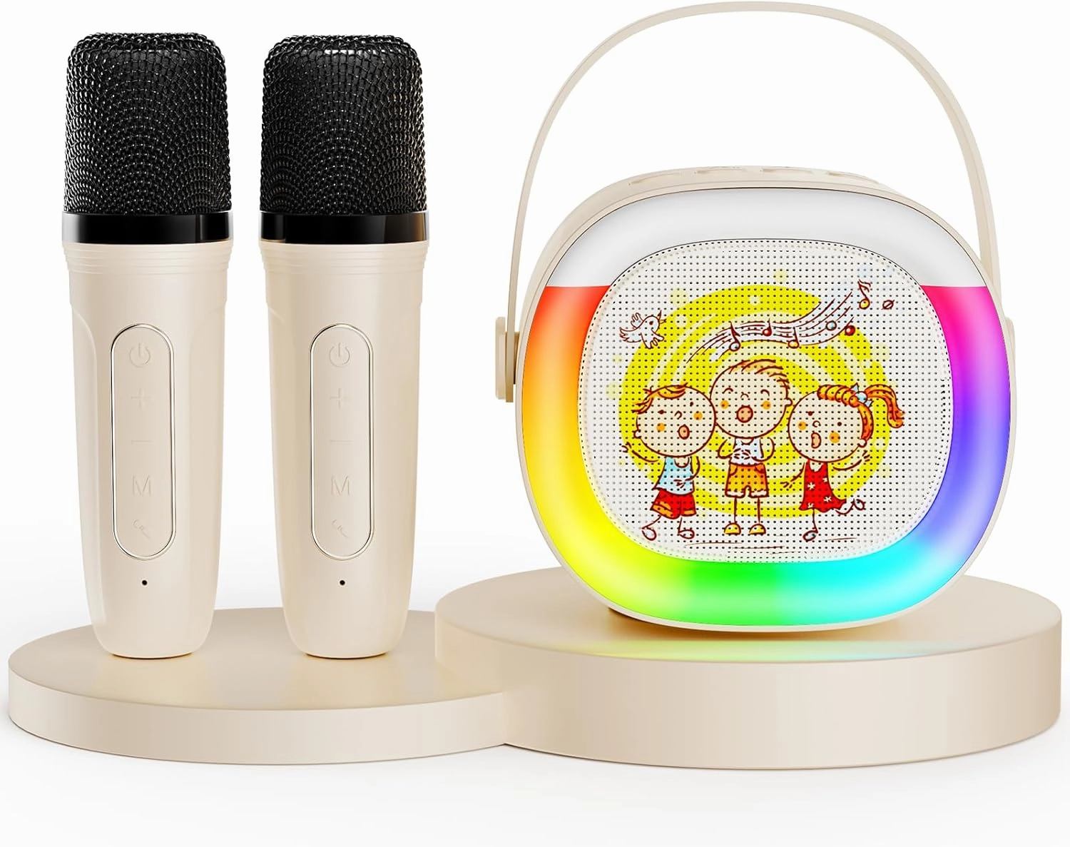 Mini Karaoke Machine with 2 Wireless Microphones Portable Bluetooth Speaker with Disco Lights, Kids Toys Christmas Birthday Gifts for Girls Boys Age 4, 5, 6, 7, 8, 9, 10, 11, 12  Home Party