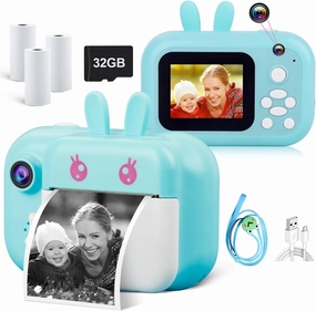 MINIBEAR Kids Camera Instant Print Camera for Kids Digital Camera Toddler Toys Christmas Birthday Gifts for 3 4 5 6 7 8 9 10 Year Old Boys Girls, Blue