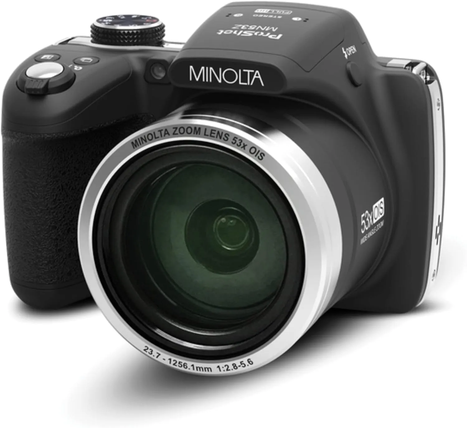 Minolta Pro Shot 16MP HD Digital Camera – 53x Optical Zoom, 1080p Full HD Video, Optical Stabilization, 3-inch LCD, Panorama, HDR, Face Detection, Smart Modes, 16GB Card (Black)