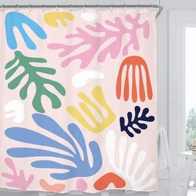 Miyotaa Matisse Colorful Abstract Shower Curtain Set 60Wx71H Inches Pastel Modern Minimalist Aesthetic Girls Danish Art Polyester Waterproof Cloth Bathroom Curtain with 12 Hooks