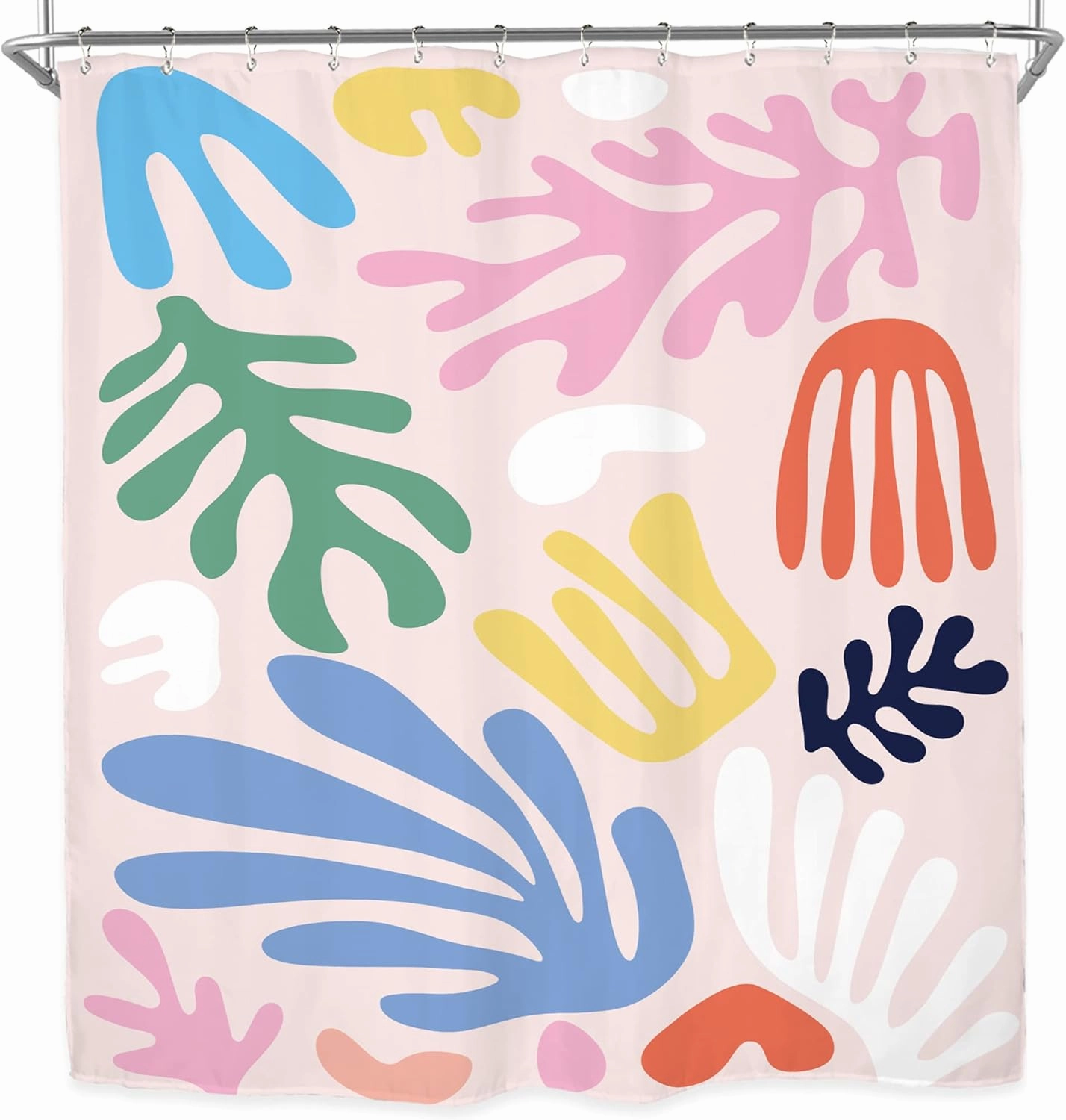 Miyotaa Matisse Colorful Abstract Shower Curtain Set 60Wx71H Inches Pastel Modern Minimalist Aesthetic Girls Danish Art Polyester Waterproof Cloth Bathroom Curtain with 12 Hooks